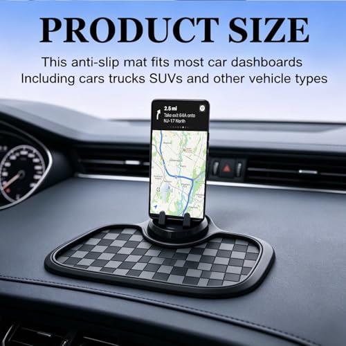 Multifunction Car Dashboard Anti-Slip Mat with 360° Rotating - Product Imagery