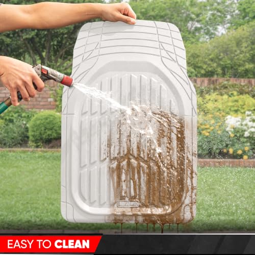 MotorTrend FlexTough White Car Floor Mats Rubber All Weather - Product Imagery