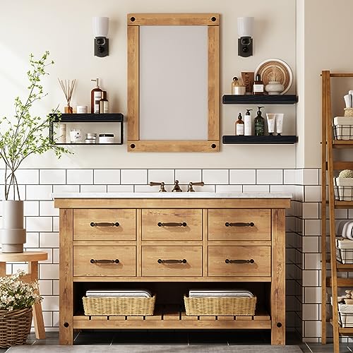 QEEIG Bathroom Shelves Over Toilet Wall Mounted (Black, Set of - Product Imagery