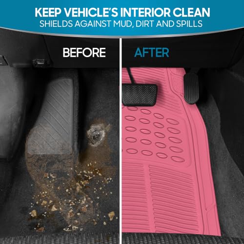 BDK ProLiner Pink Car Floor Mats for Cars Trucks SUV 3pc - Product Imagery