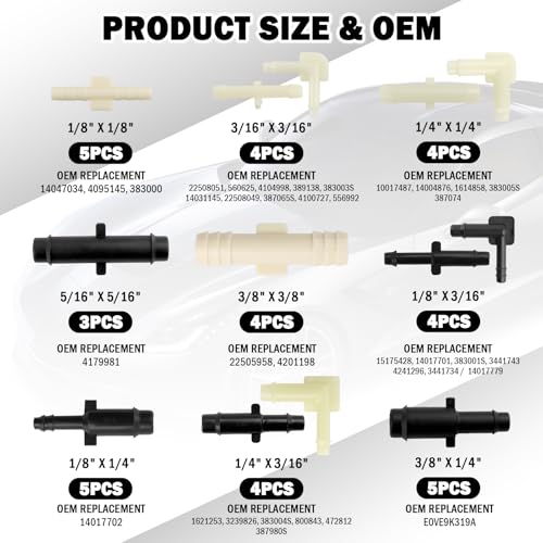 91PCS Car Vacuum Line Connectors Kit with 32 Types,1/8" 3/16" - Product Imagery
