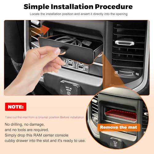 Rear Seat Storage Tray for 2019-2026 Dodge Ram 1500 2500 3500 - Product Imagery