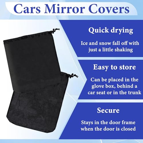 2 Pcs Side Mirror Covers with Drawstrings, Rearview Accessories - Product Imagery