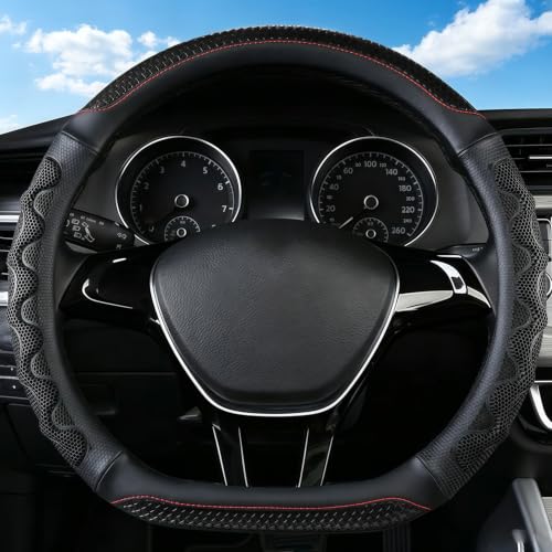 D-Shaped Car Steering Wheel Cover with 3D Honeycomb Anti-Slip - Product Imagery