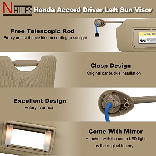 NHILES Left Driver Side Sun Visor Compatible with Honda Accord - Product Imagery