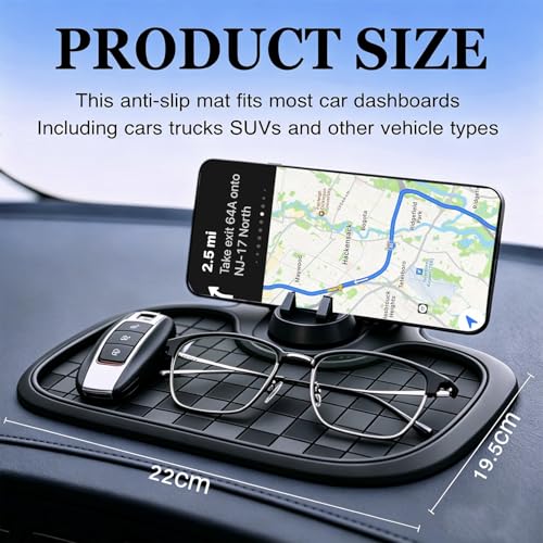 Multifunction Car Dashboard Anti-Slip Mat with 360° Rotating - Product Imagery