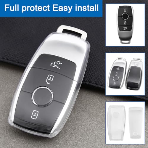 Compatible for Benz A B C E S GLC CLA CLE EQE Clear Car Key Fob - Product Imagery