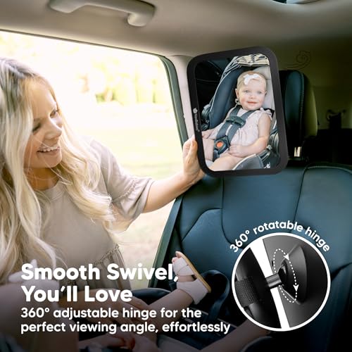 KeaBabies Baby Car Seat Mirror, Wide View, Shatterproof (Matte - Product Imagery