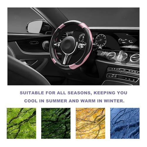 Car Steering Wheel Cover, 15 Inch Breathable Leather Elastic - Product Imagery