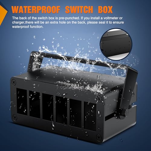 Nilight 6 Gang Rocker Switch Box Detachable Housing 6 Holes - Product Imagery