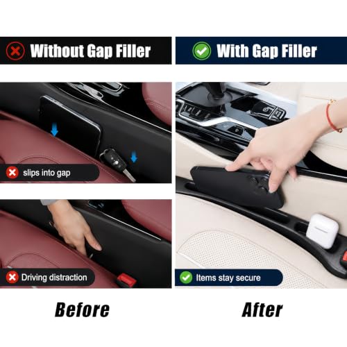 Car Seat Gap Filler Organizer 2 PCS Black Universal Seat Gap - Product Imagery
