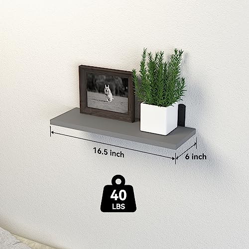 DOLLFIO Floating Wall Shelves, Decor & Storage, Grey, 16.5'', - Product Imagery