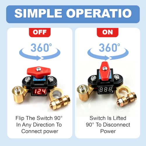 Universal Car Battery Disconnect Switch Leak Protector with LED - Product Imagery
