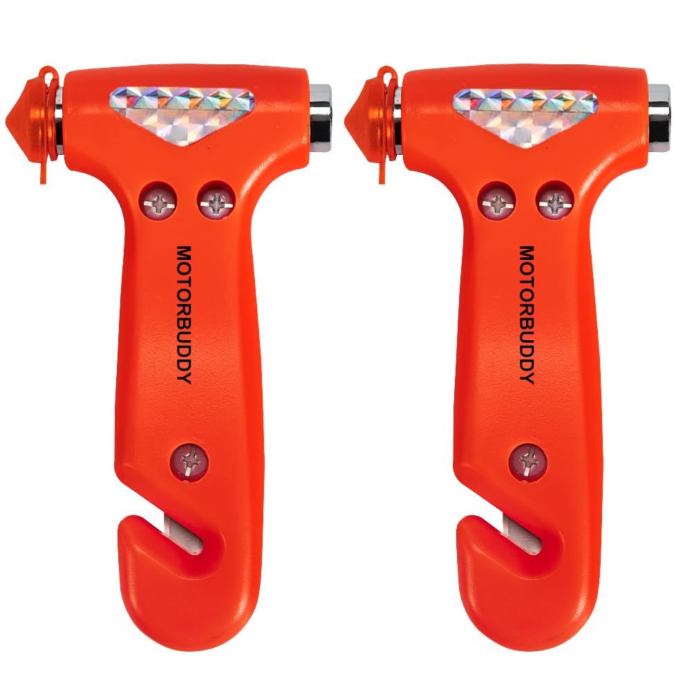 MOTORBUDDY 2-Pack Car Safety Hammer Seatbelt Cutter, Auto - Product Imagery