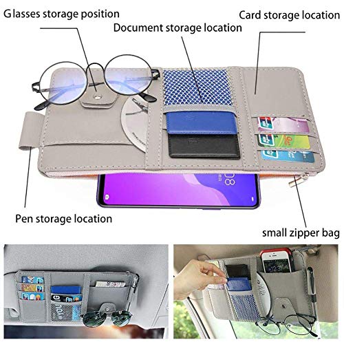 Gray Car Sun Visor Organizer, Multi-Purpose Auto Document - Product Imagery