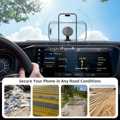 Magnetic Dash Phone Mount for 2024 2025 Jeep Wrangler JL JLU & - Product Imagery