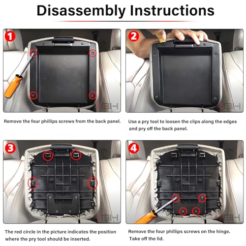 KBH Car Center Console Lid Cover Replacement for Honda Pilot - Product Imagery