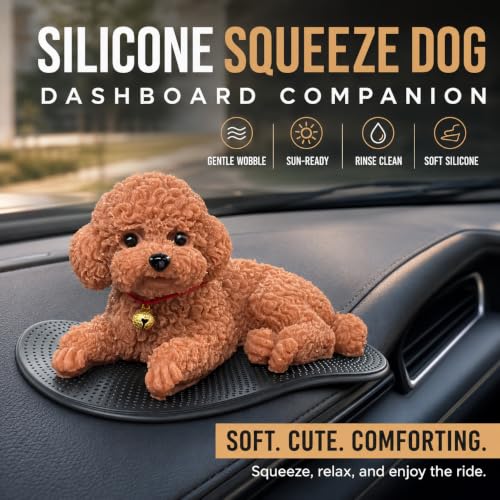 Silicone Dog Dashboard Decoration for Car, Realistic Teddy Dog - Product Imagery