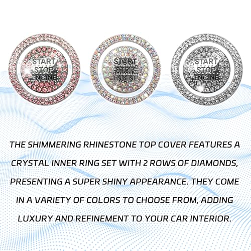 2PCS Rhinestone Push Start Button Cover Bling Car Accessories - Product Imagery