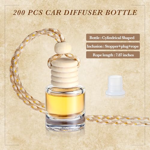 BBTO 200 Pcs Hanging Car Diffuser Freshener Bottles Bulk,Cylinder - Product Imagery
