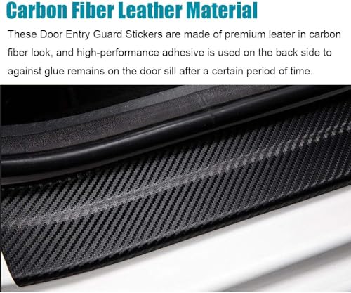 LEXLEY Carbon Fiber Style Leather Door Sill Protector,Scuff - Product Imagery