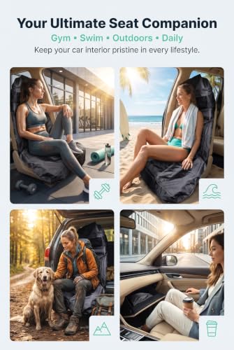 2 PCS Front Car Seat Protector, Waterproof Sweat Resistant Car - Product Imagery