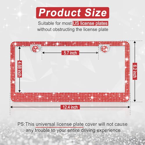 Amiss Bling License Plate Frame for Women, 2Pack Rhinestone - Product Imagery