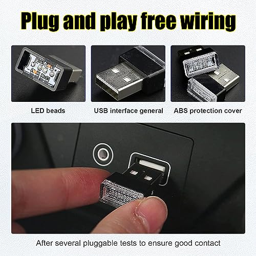 Ziciner 4 PCS USB LED Car Interior Atmosphere Lamp, Portable - Product Imagery