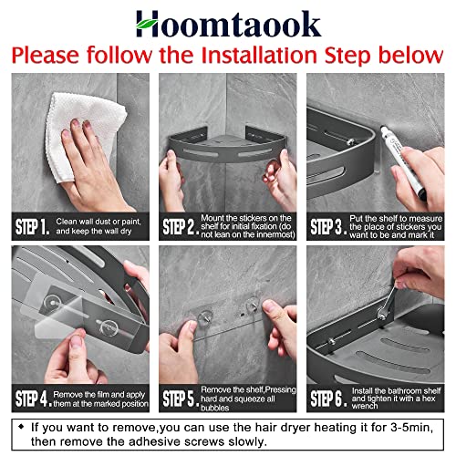 2-Tier Corner Shower Shelf, Dark Grey - Product Imagery