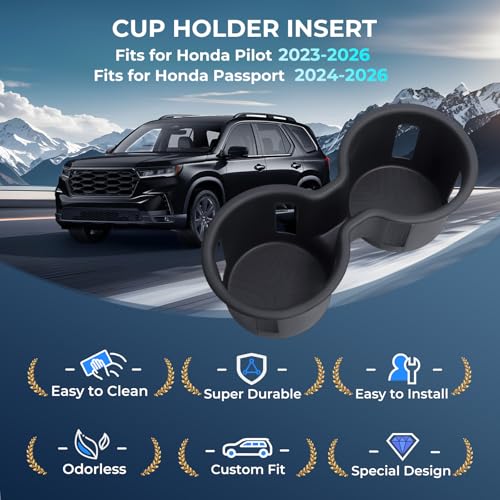 Center Console Cup Holder Inserts for Honda Pilot 2023-2026 & - Product Imagery
