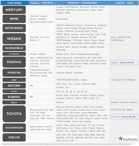 EzyShade Car Windshield Sun Shade. See Vehicle Size-Chart. - Product Imagery