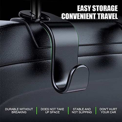 4 Pack Curved Headrest Hooks for Vehicle Seats, Black Style 2 - Product Imagery