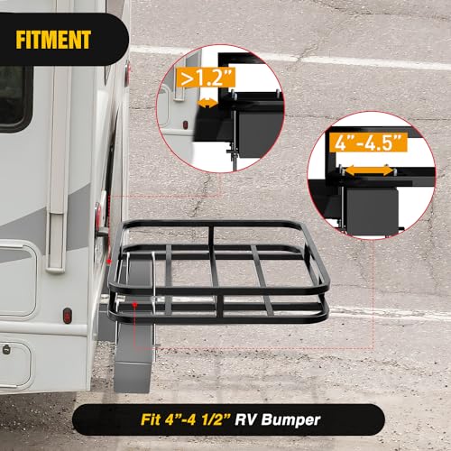 Nilight 32”×26”×4” RV Bumper Mounted Cargo Rack Carrier with Net - Product Imagery