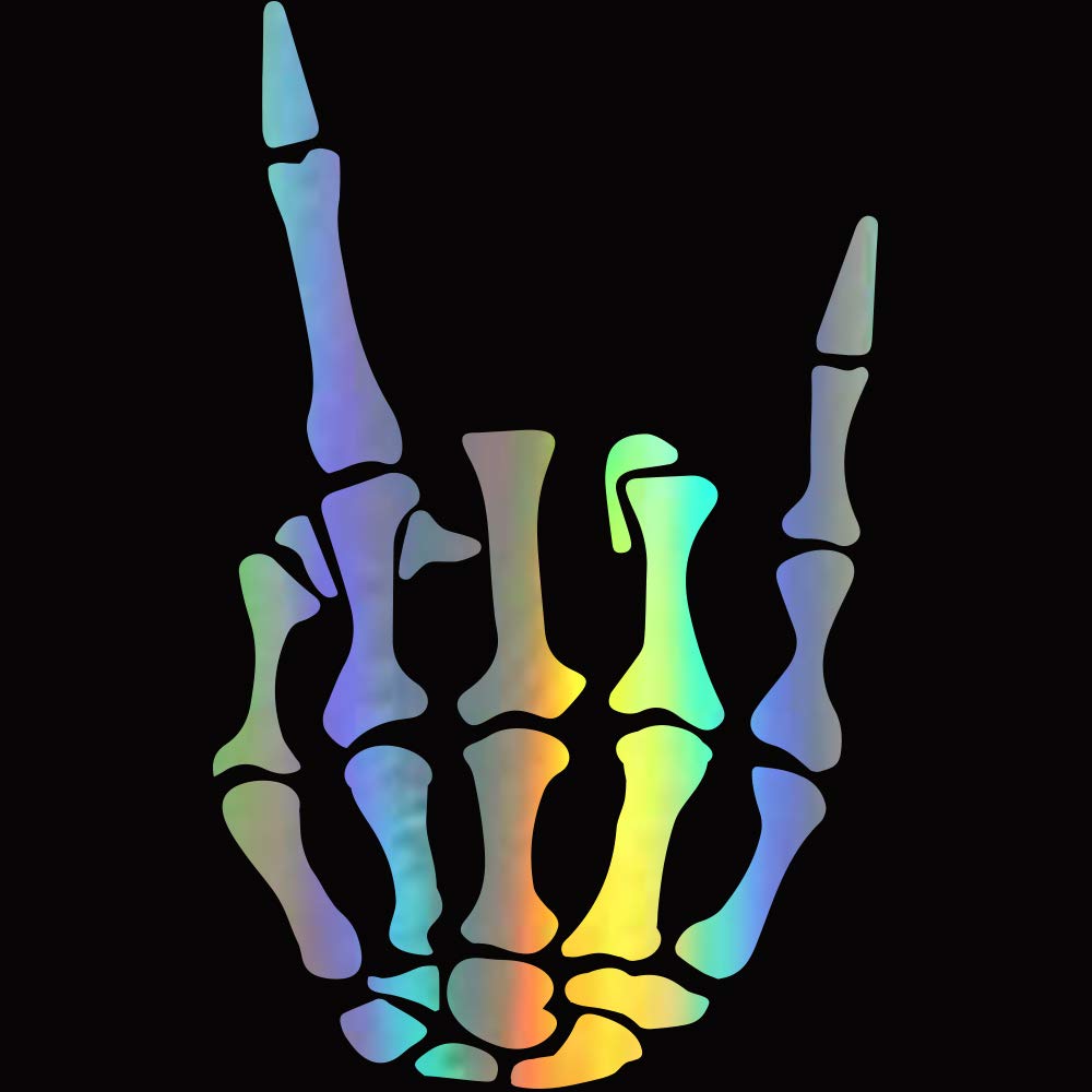 Rock on Skeleton Hand Sticker, Rock N Roll Sticker, Skull Decal - Product Imagery