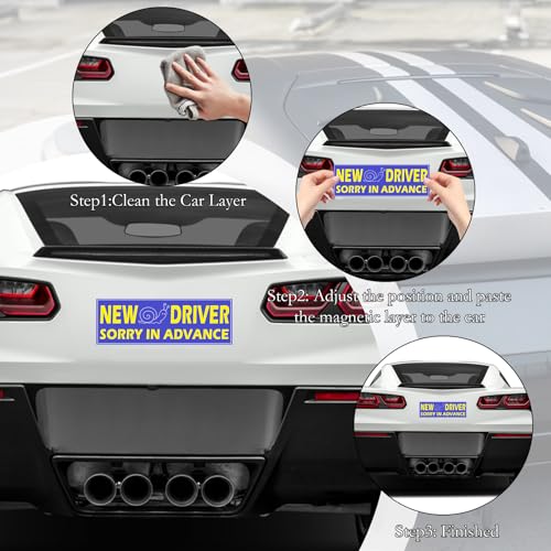 5Pcs Magnetic Car Stickers, Magnetic New Driver Stickers - Product Imagery