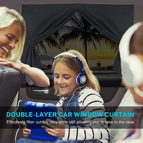 Car Window Shades, 2 PCS Magnetic Double Layer Auto Sun Shade - Product Imagery