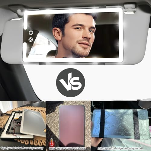 Led Sun Visor Vanity Mirror, Upgraded Large Car Mirrors with - Product Imagery