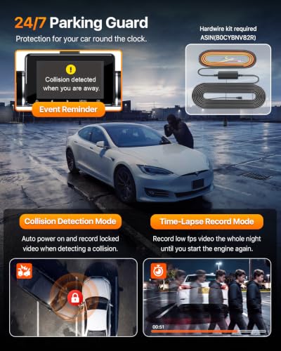 Icesky 4K Dash Cam Front and Rear Left Right with GPS, 20MB/s - Product Imagery
