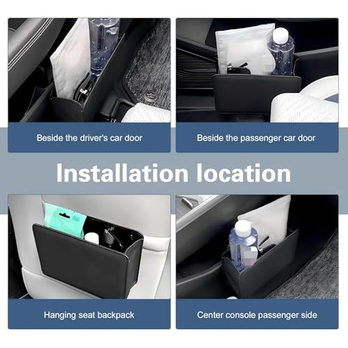 Car Trash Can,Leather Vehicle Trash Bin with 1 Roll Trash Bag, - Product Imagery