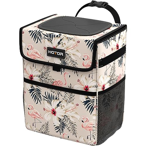 HOTOR Car Trash Can, Leak-Proof Car Organizer, Flamingo Print, - Product Imagery