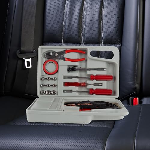 Stalwart Roadside Emergency Car Kit, 30-Piece, Gray/Red - Product Imagery