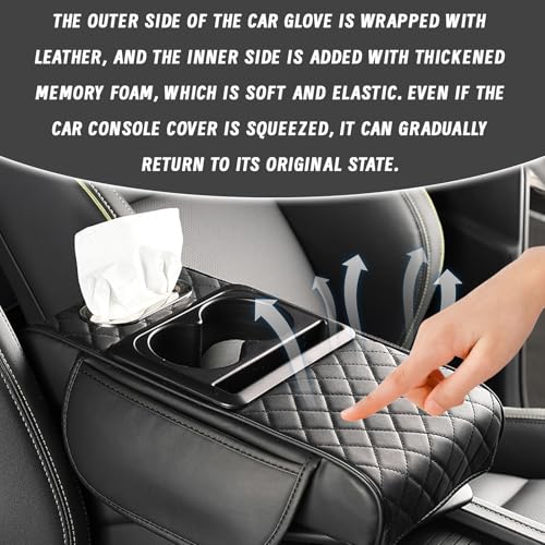 Car Armrest Cushion, 5 in 1 Center Console Cover with 2 Cup - Product Imagery