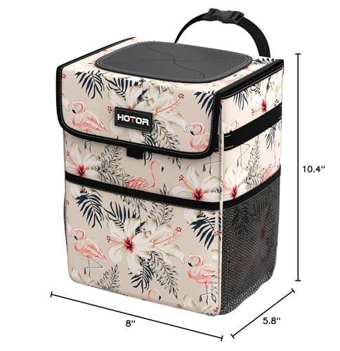 HOTOR Car Trash Can, Leak-Proof Car Organizer, Flamingo Print, - Product Imagery