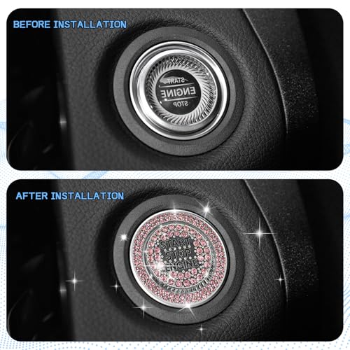 2PCS Rhinestone Push Start Button Cover Bling Car Accessories - Product Imagery