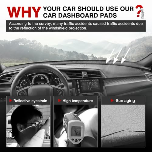 Autorder Gray Dashboard Cover Mat for Honda Civic 2016-2021 - Product Imagery