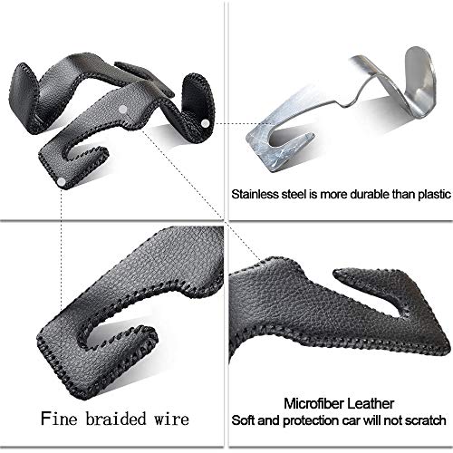 2 Pack Car Headrest Hooks, Microfiber Leather & Alloy Purse Hook - Product Imagery