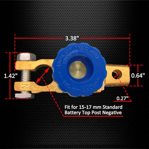 Ampper Top Post Battery Disconnect Switch 12V, Master Brass - Product Imagery