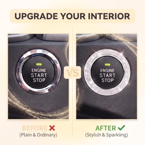 2PCS Bling Car Engine Start Button Cover, Crystal Rhinestone - Product Imagery