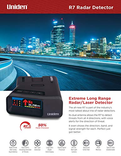 Uniden R7 Extreme Long-Range Laser-Radar Detector, Built-in GPS - Product Imagery