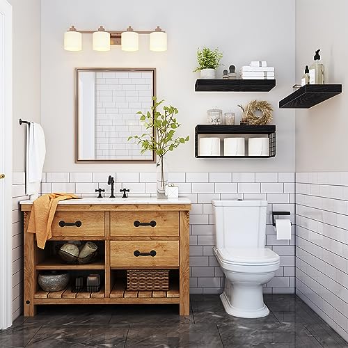 QEEIG Bathroom Shelves Over Toilet Wall Mounted (Black, Set of - Product Imagery